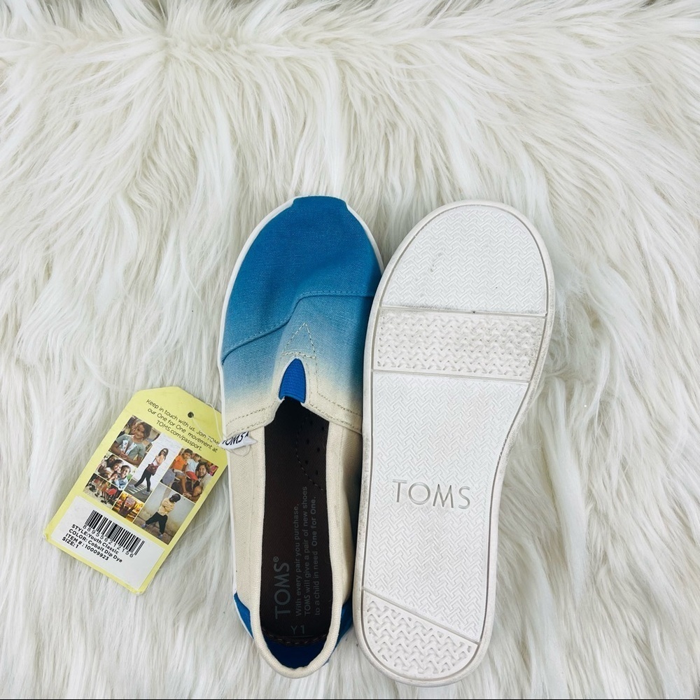 Youth Toms Classic Cobolt Dip Dye Slip On Shoes Size 1 US! - Picture 7 of 10